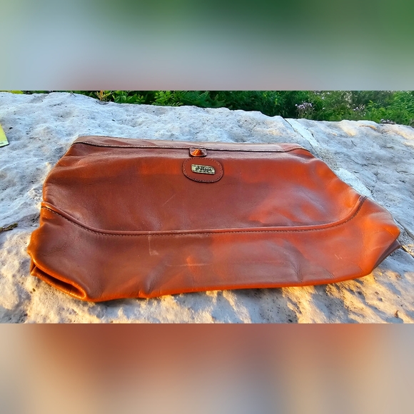 Vintage 1970s Phillippe brown leather fold over clutch bag purse luxury craftman - Picture 7 of 10